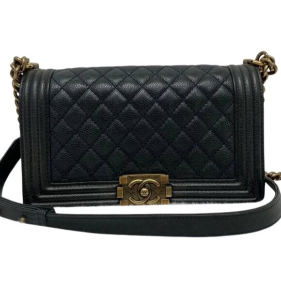 100% Authentic Chanel Boy Medium Caviar Shoulder Bag - Picture 1 of 12